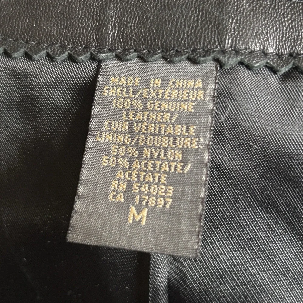 Vintage‎ Y2K Banana Republic Leather Jacket Men SZ Medium Racer Biker Moto Black